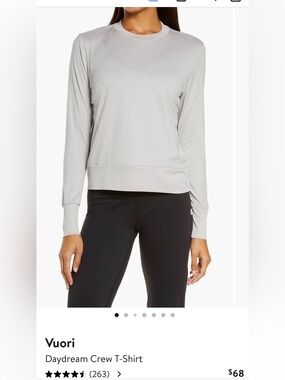 Vuori Daydream Long Sleeve Top - Light Heather Gray - size Large